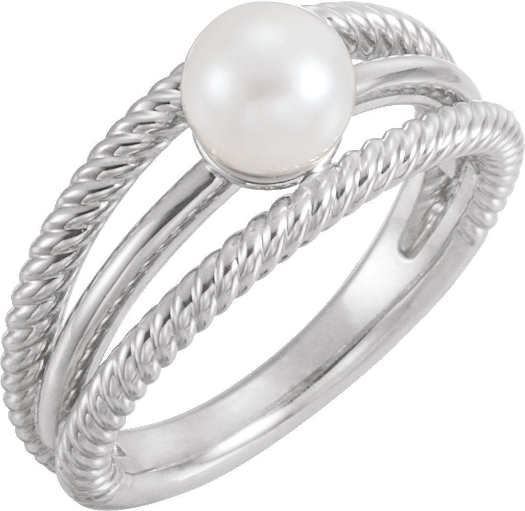 Pearl Negative Space Rope Ring