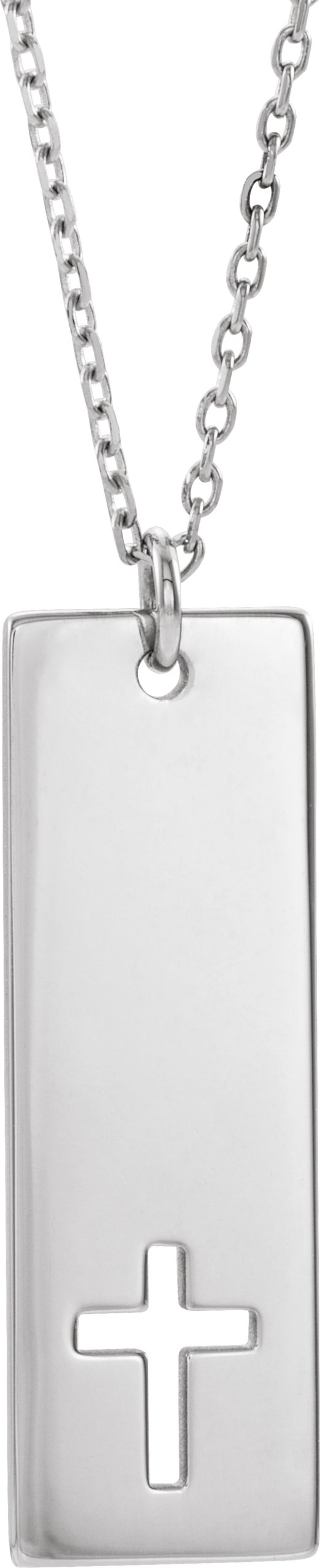 Engravable Pierced Cross Bar Necklace or Pendant
