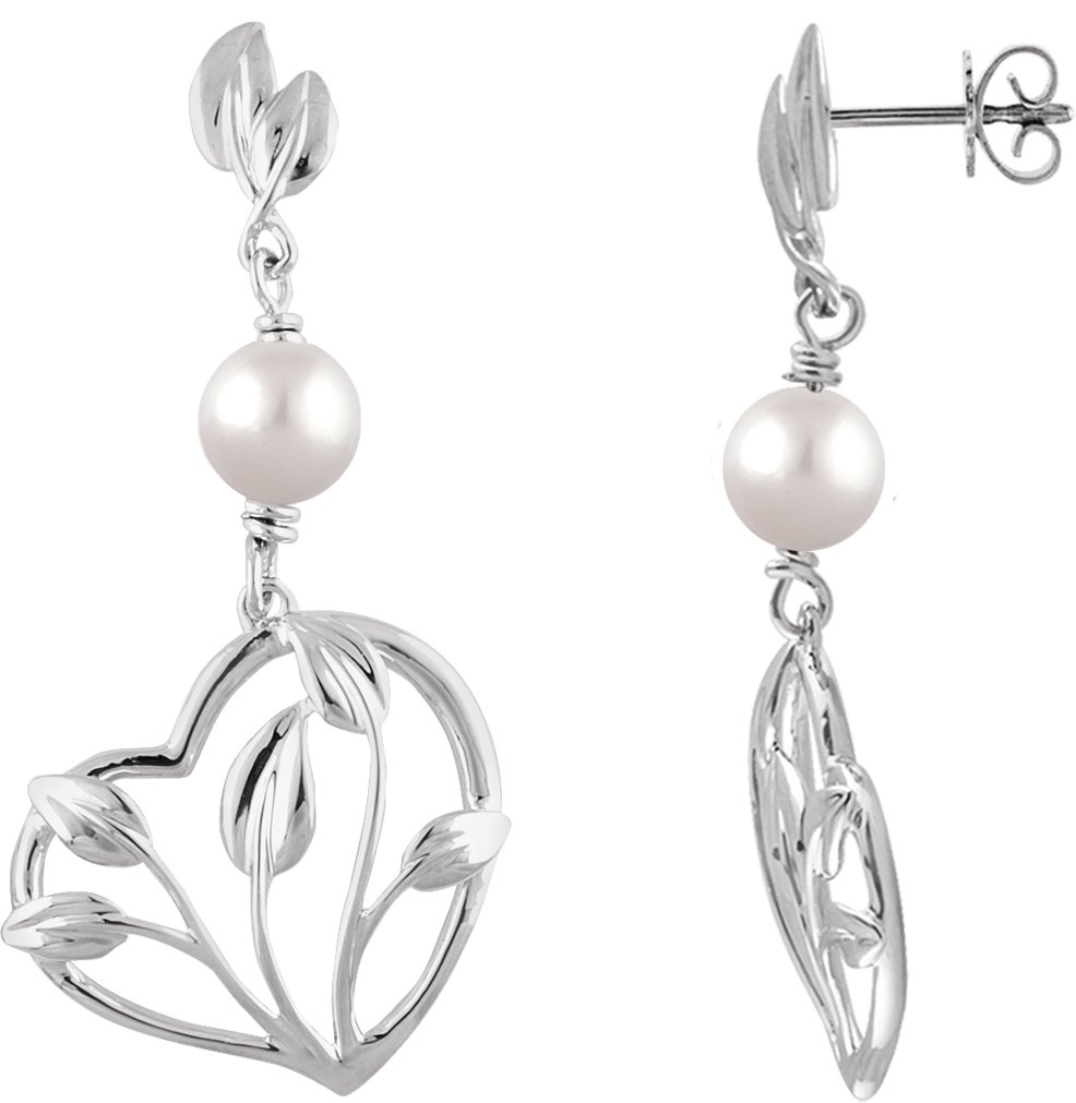 Pearl Heart Earrings