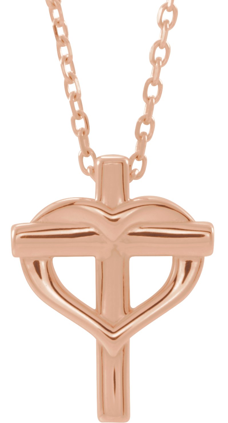 Youth Cross with Heart Necklace or Pendant