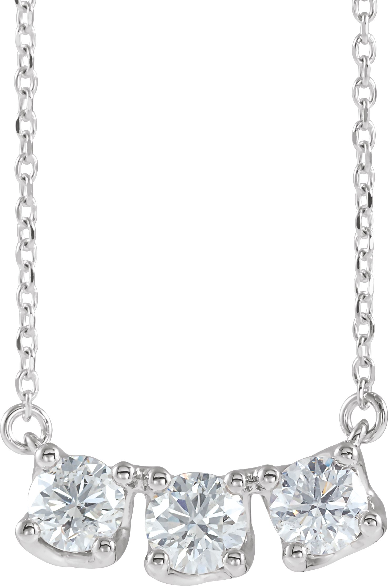 Three-Stone Curved Bar Necklace or Center