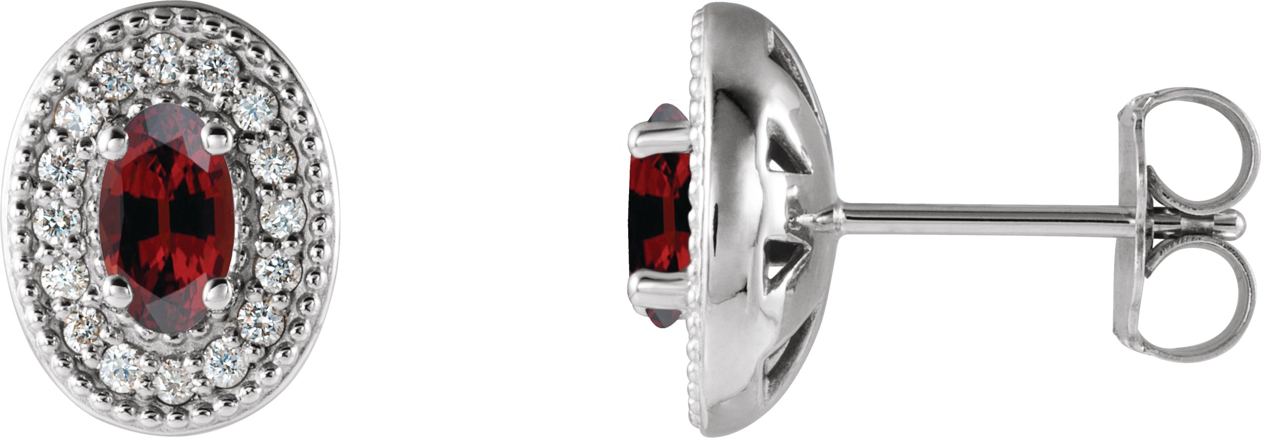 Oval 4-Prong Halo-Style Earrings