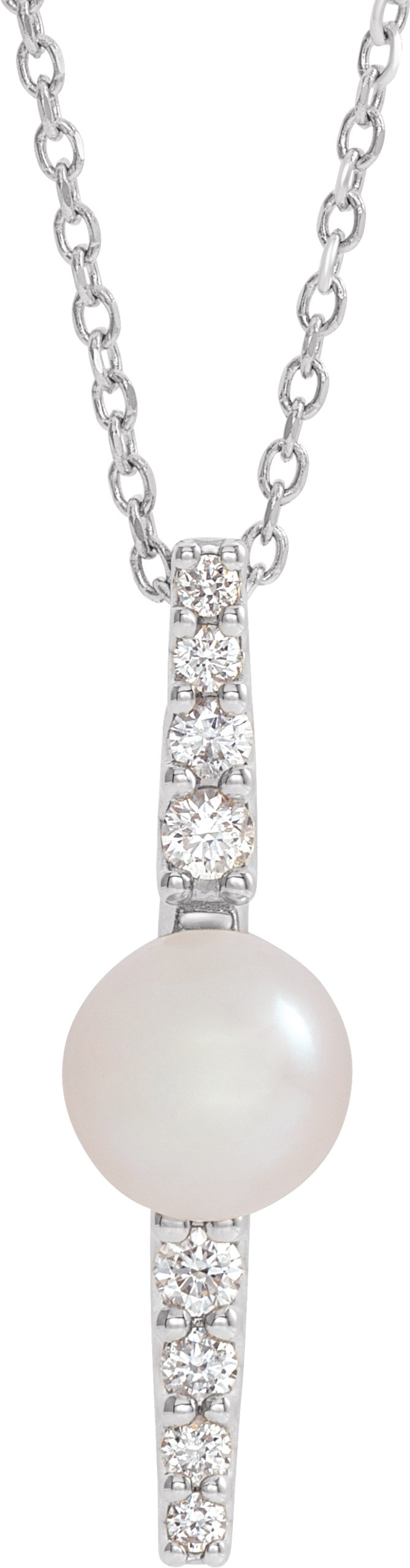 Accented Pearl Bar Necklace or Pendant