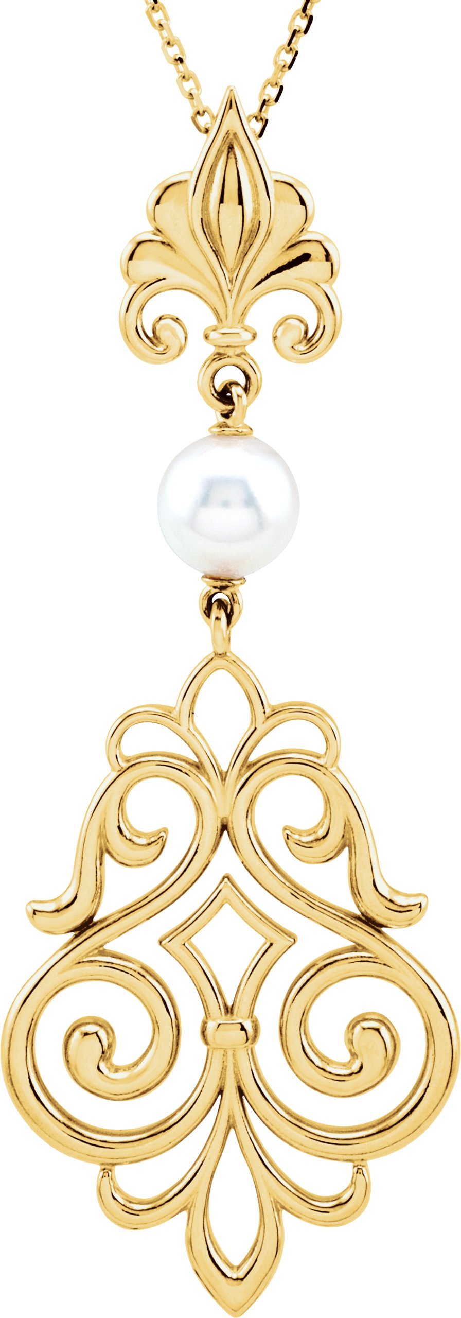 Fleur-de-lis Pearl Necklace or Pendant