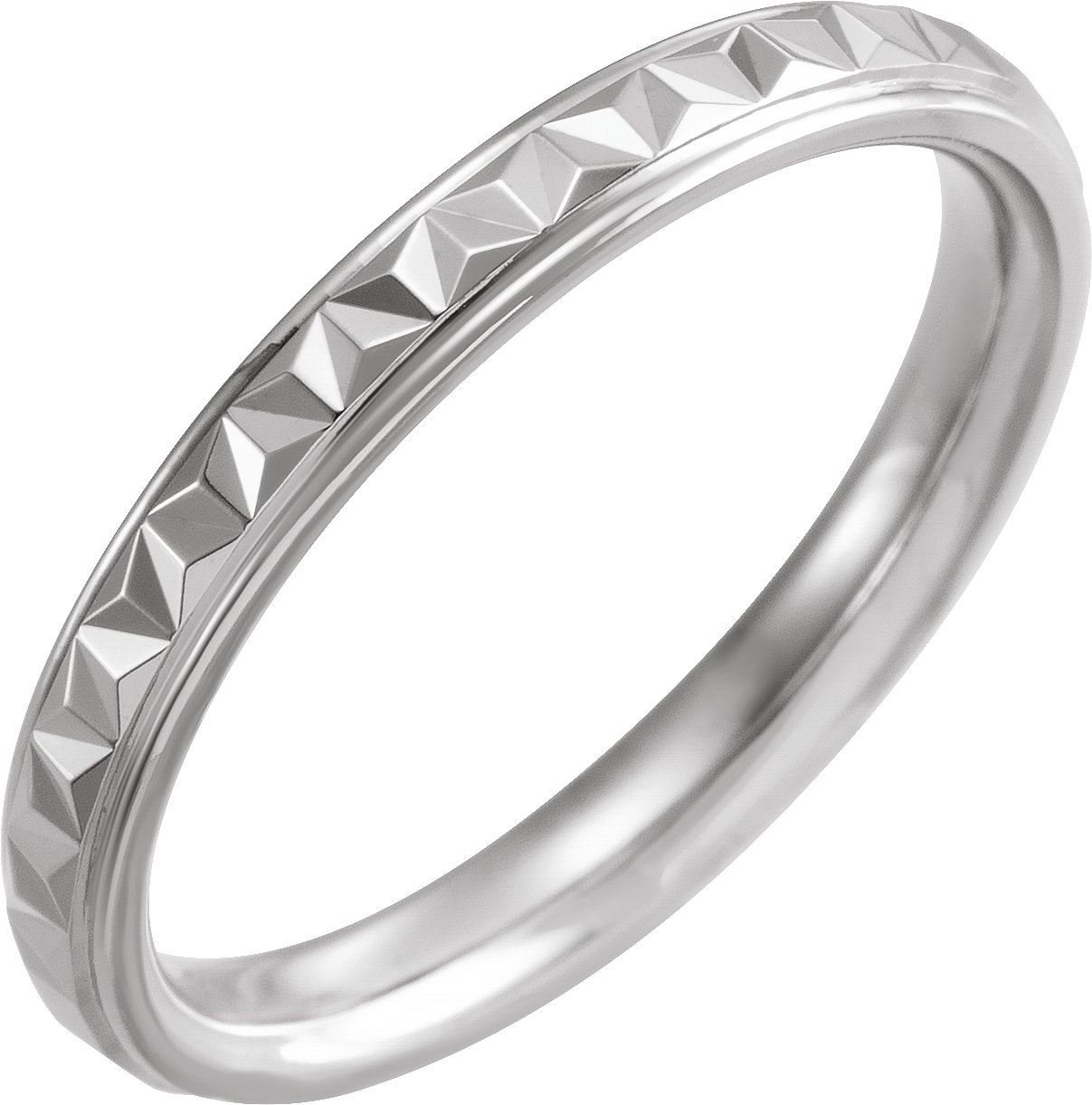 Stepped-Edge Geometric Half Round Band with Matte Finish