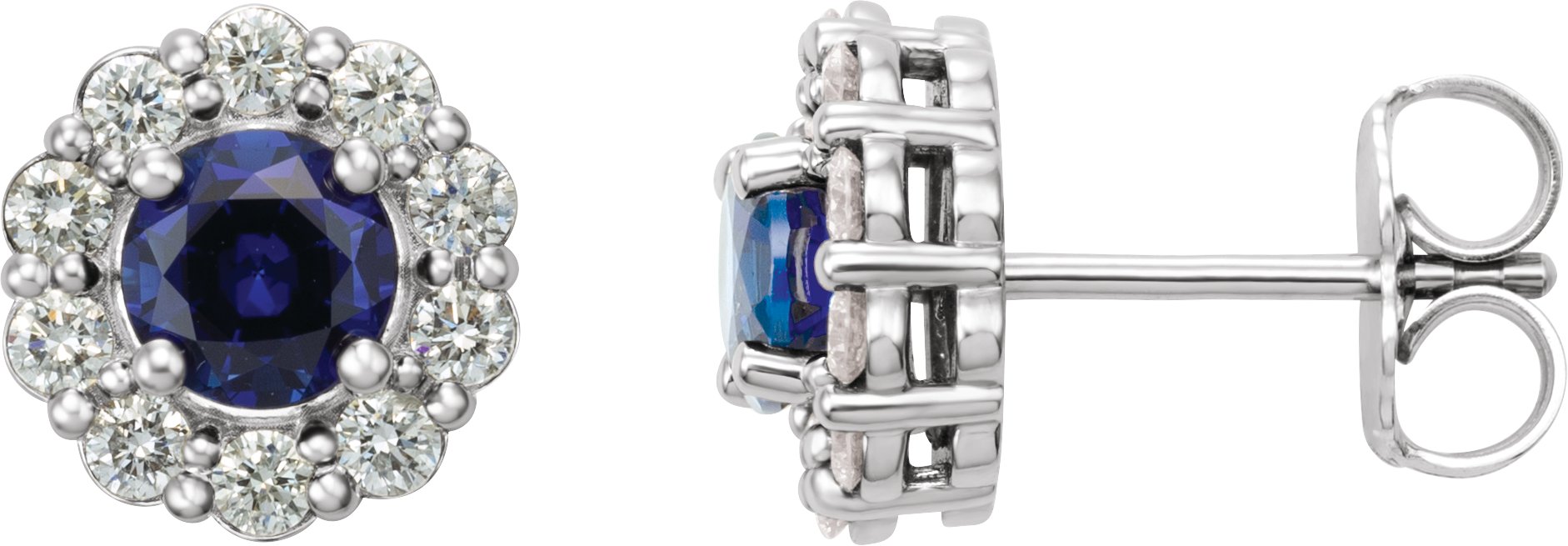 Round 4-Prong Halo-Style Earrings