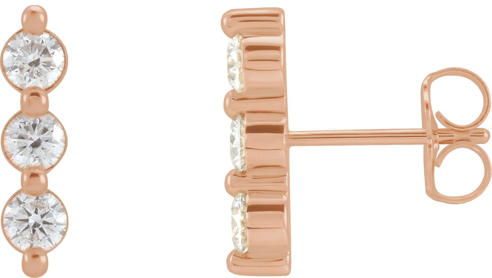 Three-Stone Bar Earrings