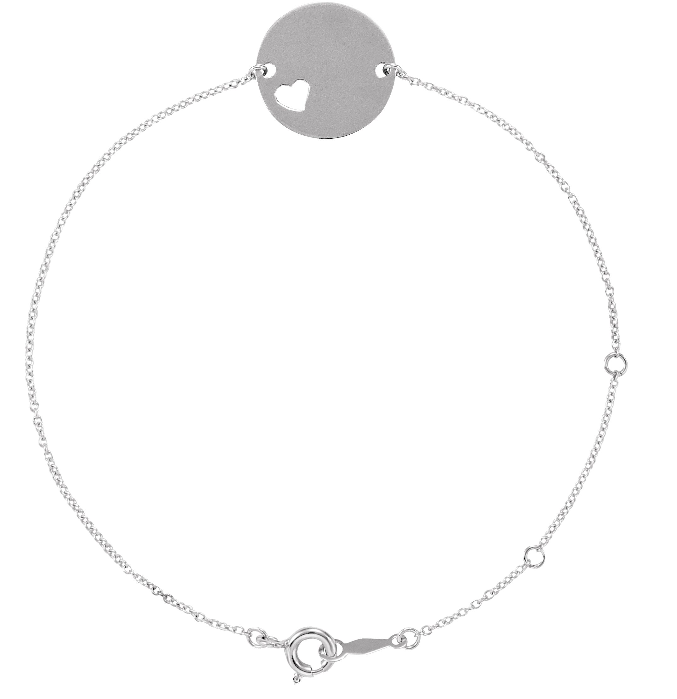 Engravable Pierced Heart Disc Bracelet