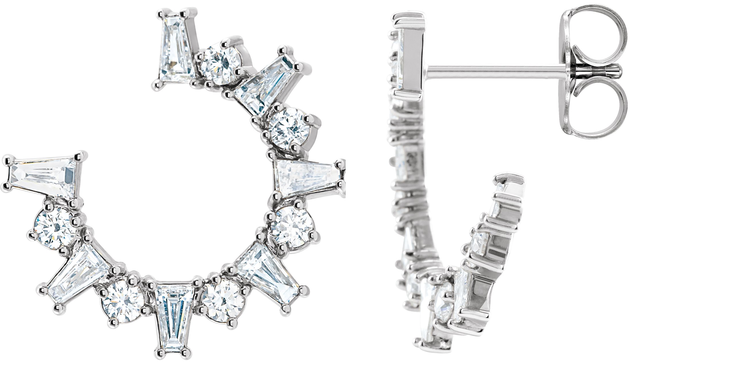 Baguette Front-Facing Hoop Earrings