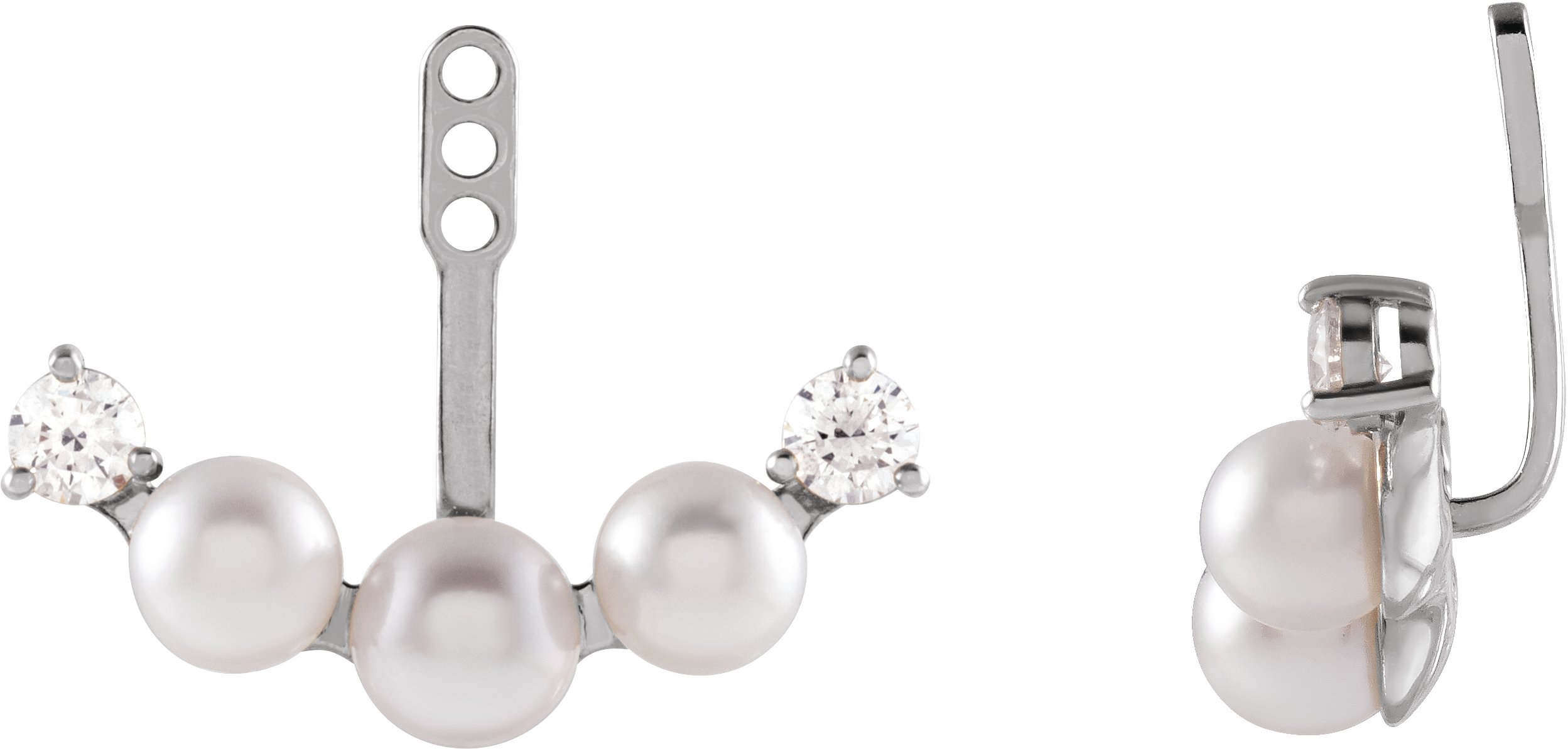 Three-Stone Pearl Earring Jackets