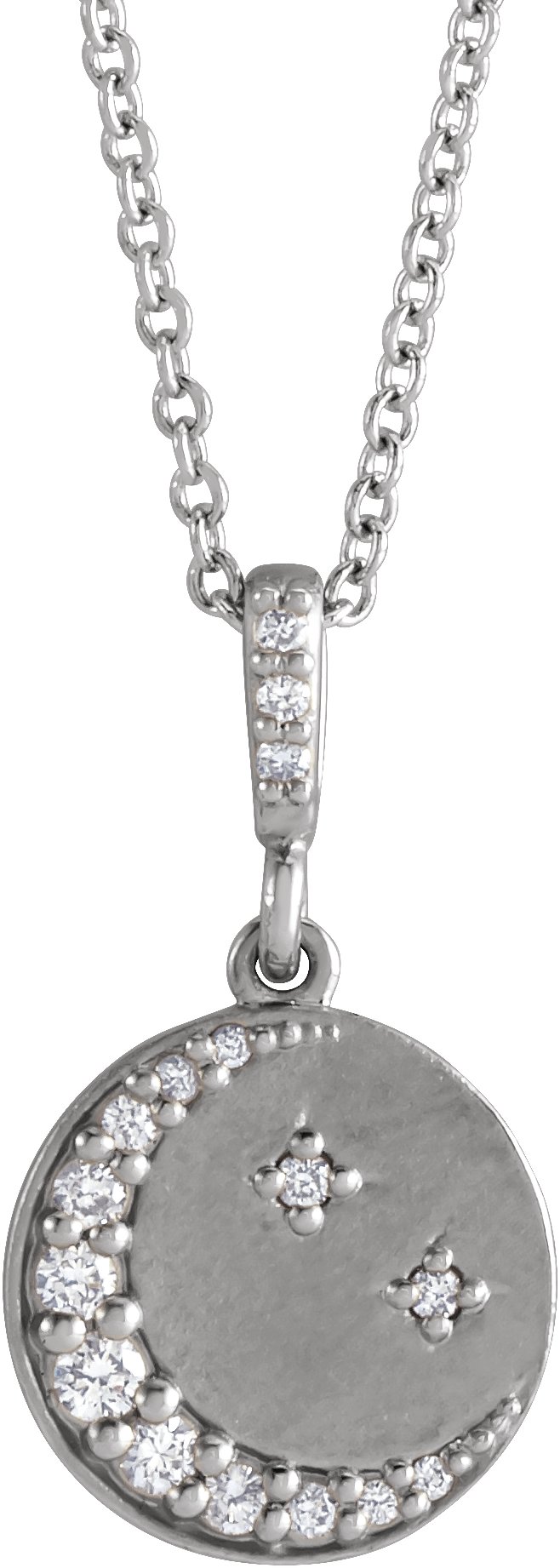 Crescent Moon Disc Necklace or Pendant