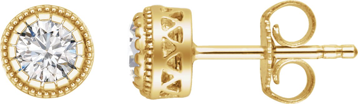 14K Yellow Natural White Sapphire Stud Earrings