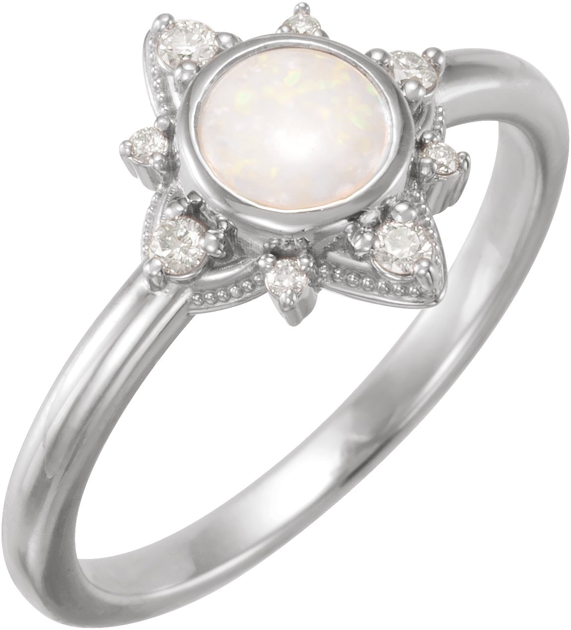 Cabochon Halo-Style Ring