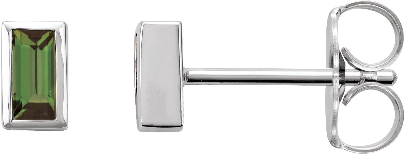 Straight Baguette Bezel-Set Stud Earrings