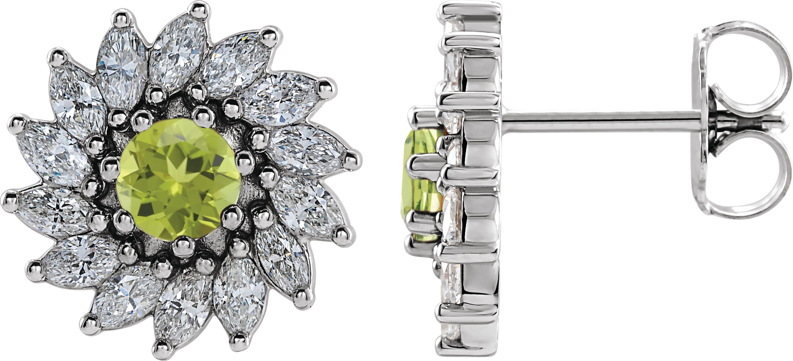 Round 7-Prong Halo-Style Earrings