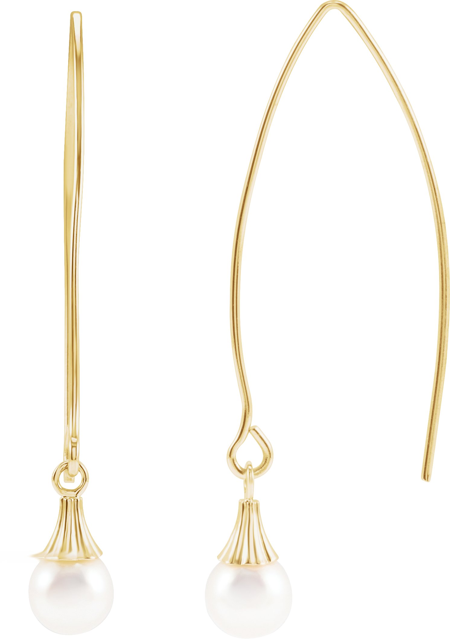 Dangle Wire Pearl Earrings