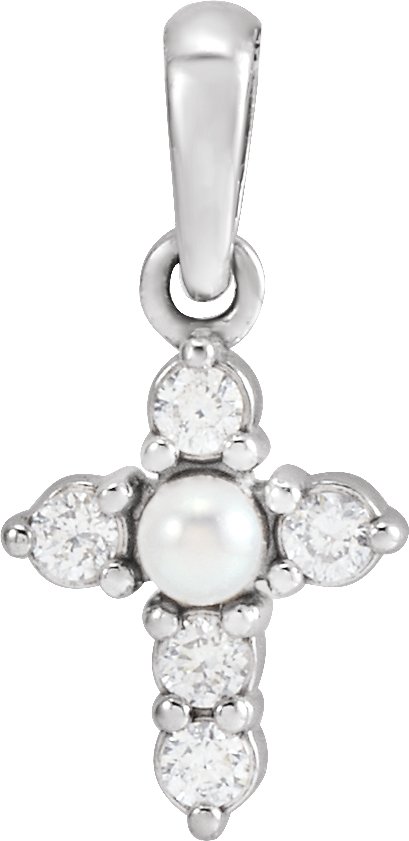 Pearl Cross Necklace or Pendant