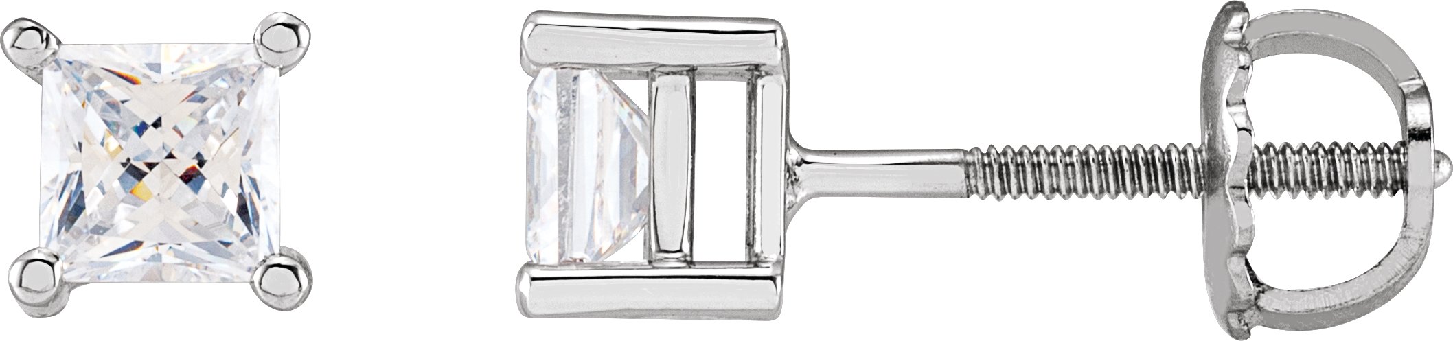 Square 4-Prong Stud Earrings