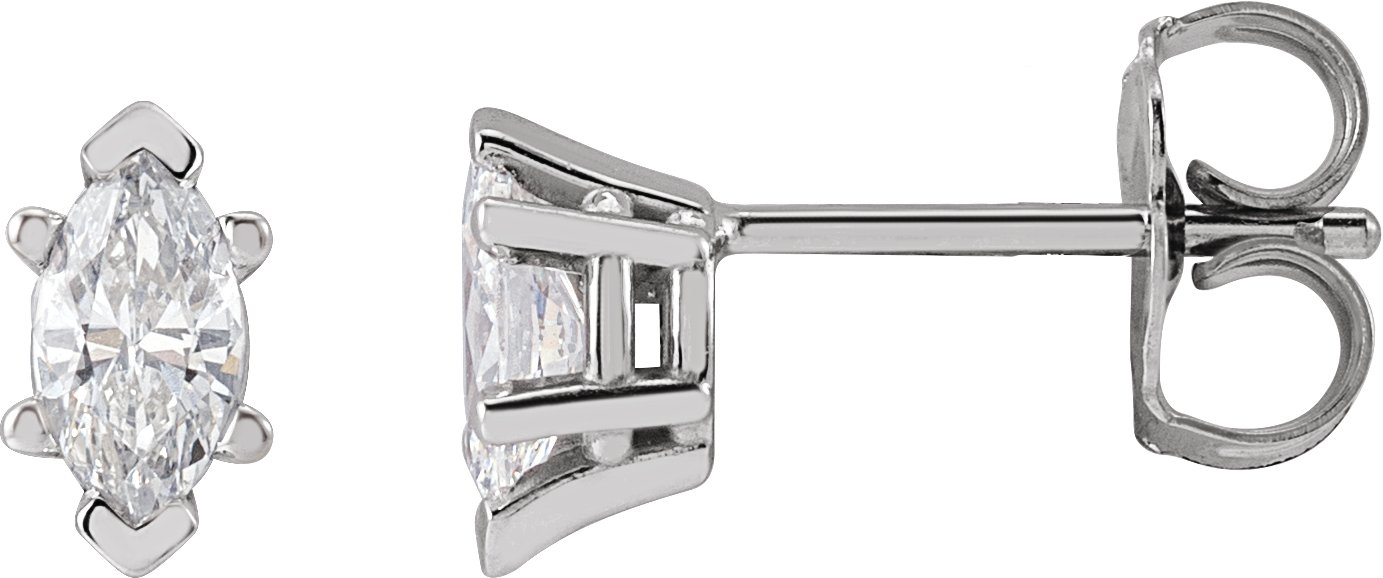 Marquise 6-Prong V-End Stud Earrings