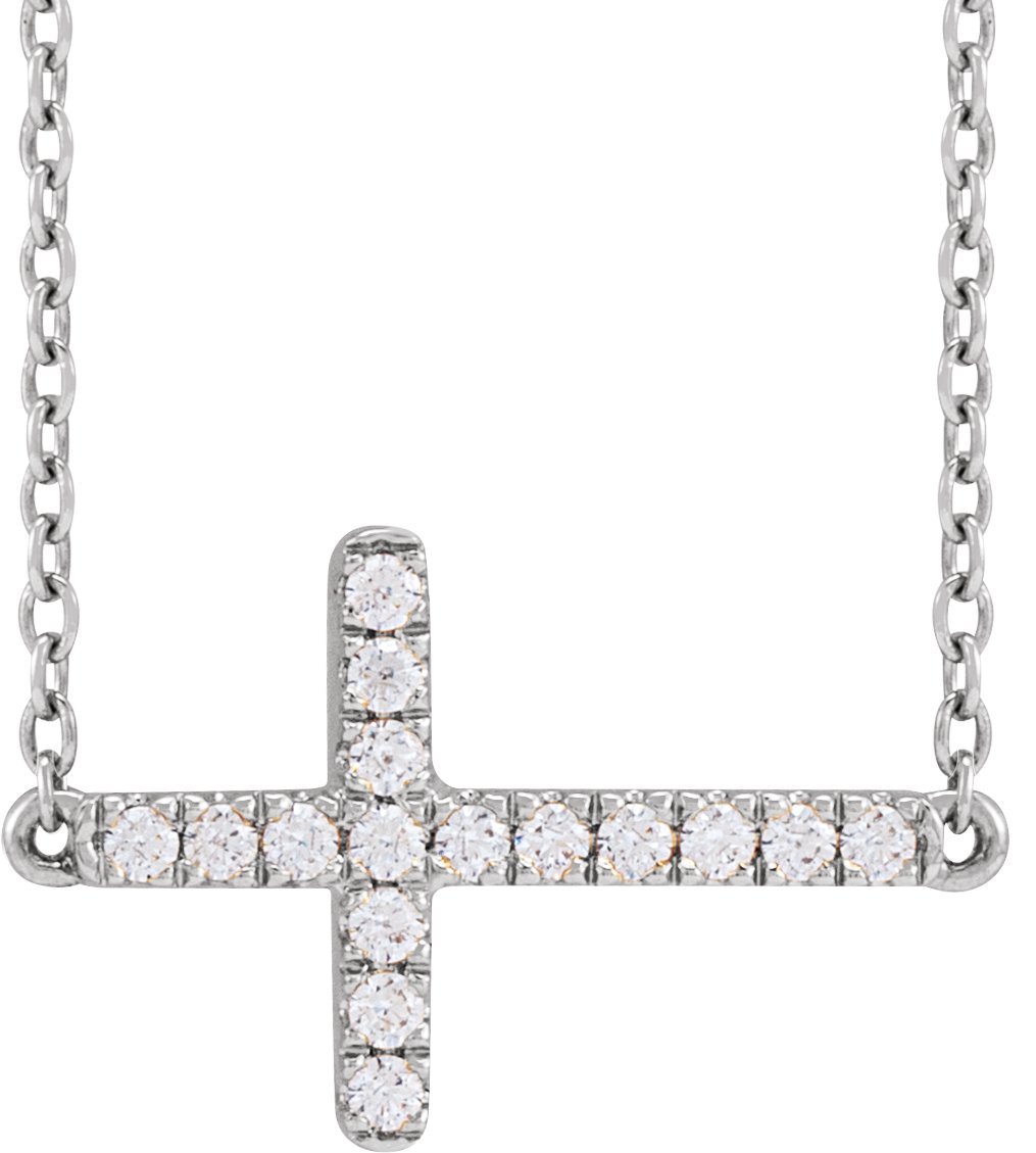 Lab-Grown Diamond Sideways Cross Necklace