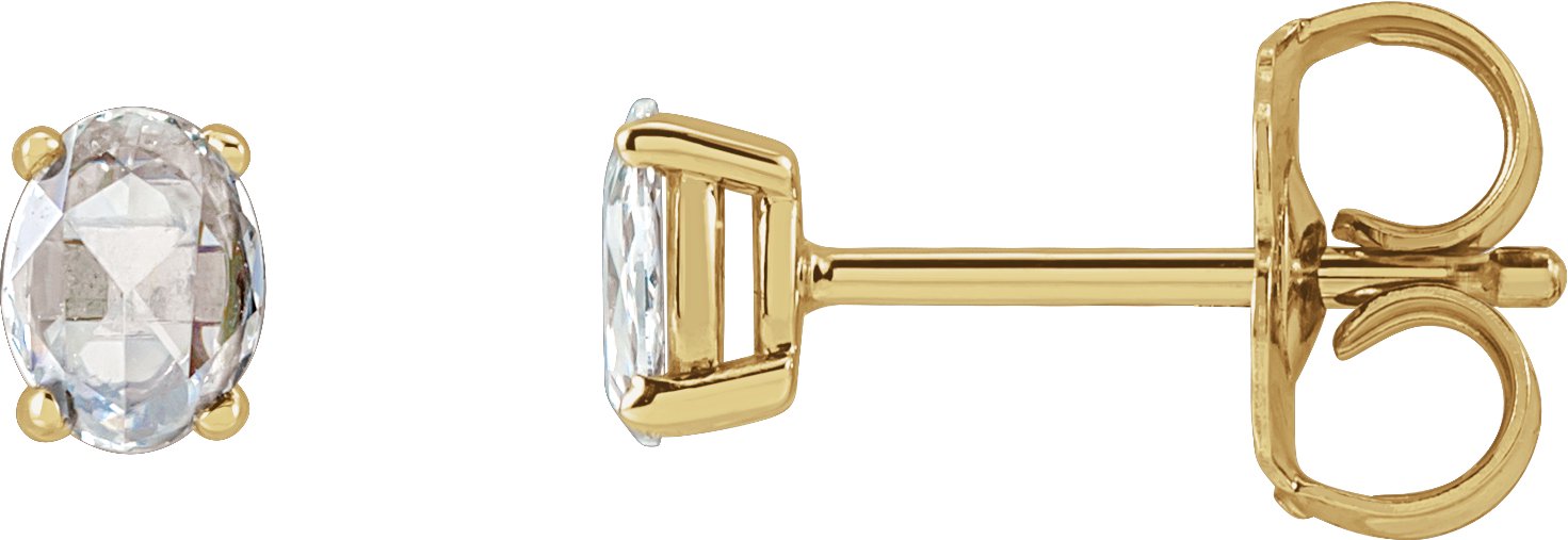 Oval 4-Prong Rose-Cut Stud Earrings