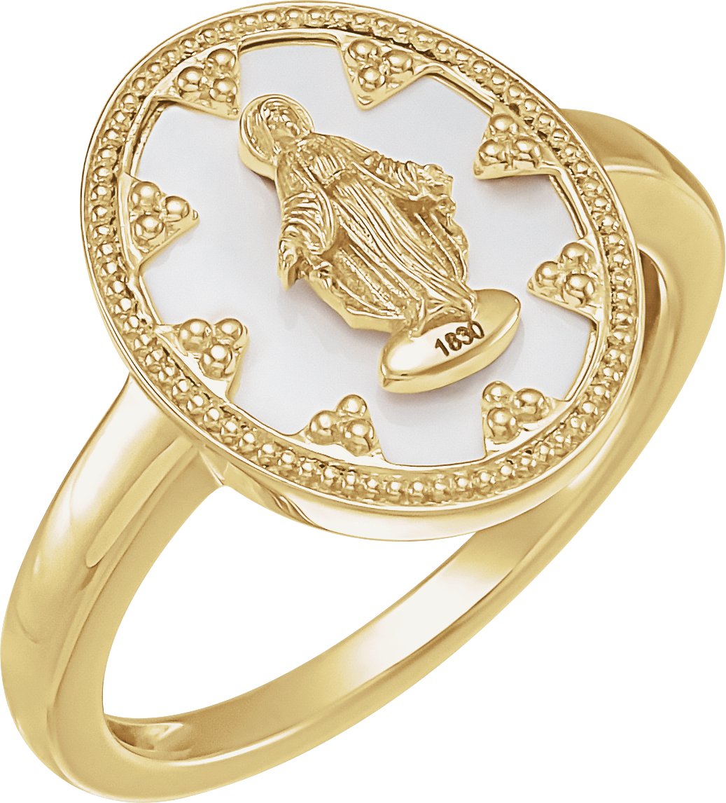 Enamel Miraculous Medal Ring
