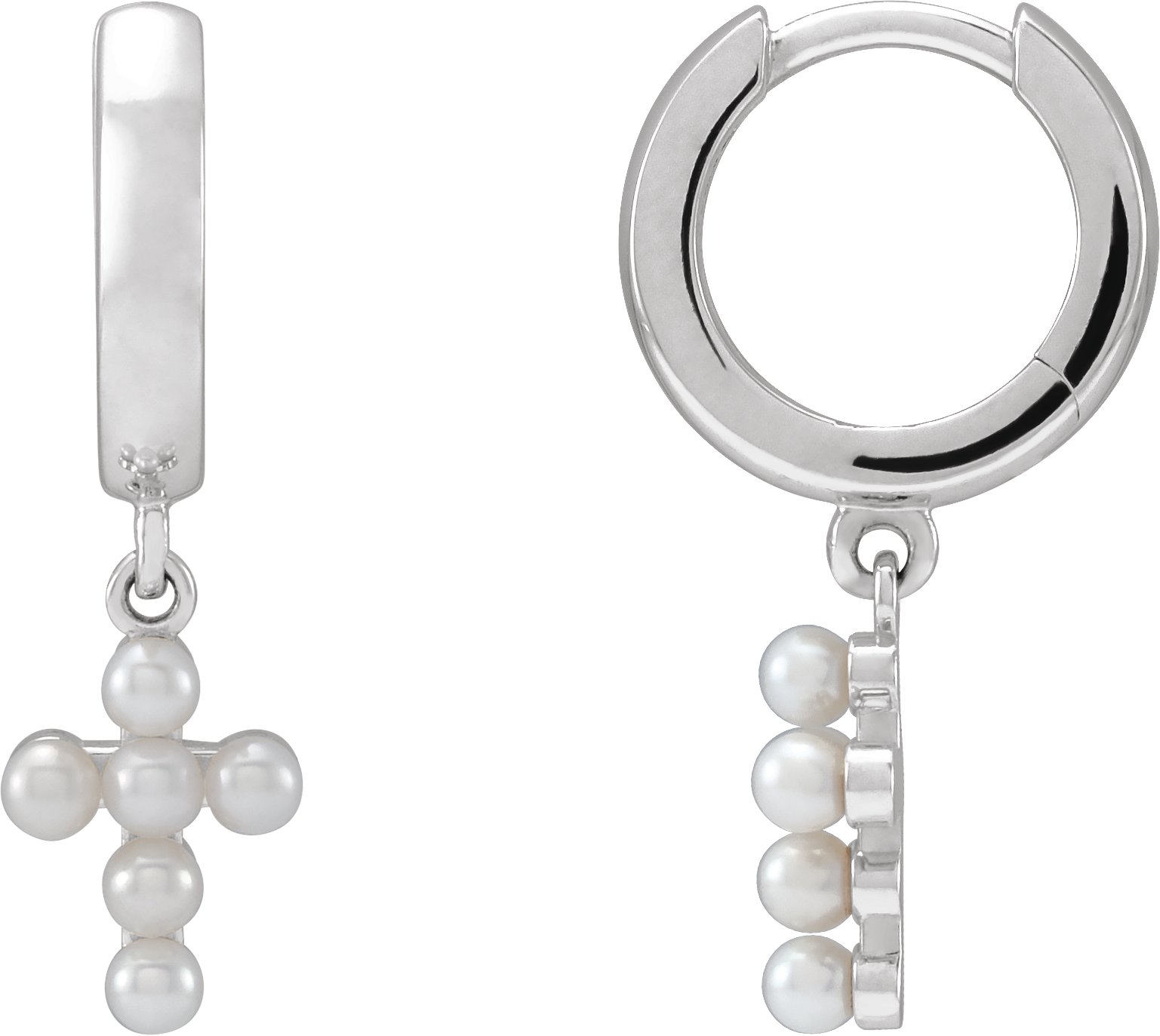 Pearl Cross Hoop Earrings
