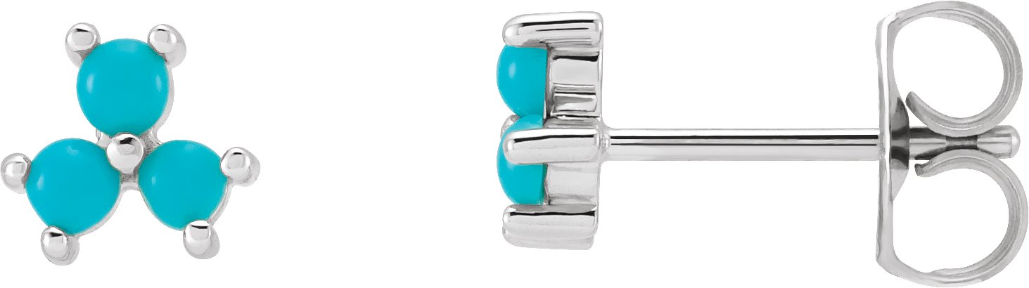 Three-Stone Cabochon Earrings