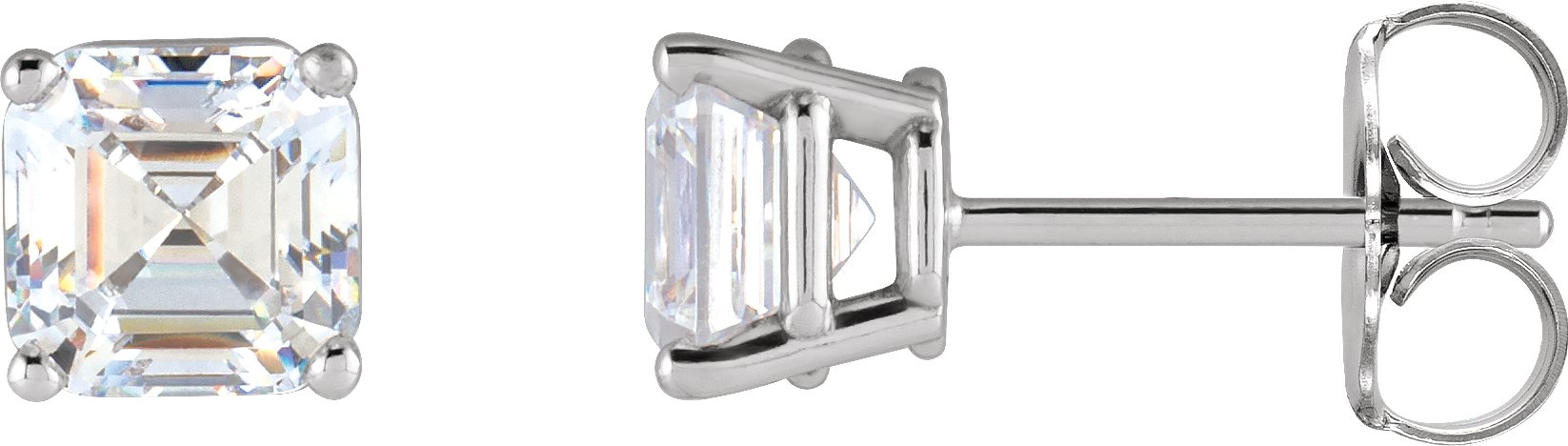 Asscher 4-Prong Stud Earrings