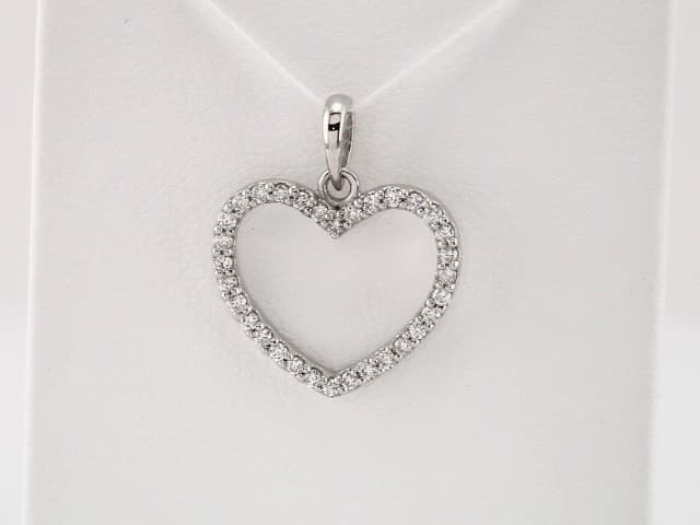 14K White 1/5 CTW Natural Diamond Heart Pendant view 3