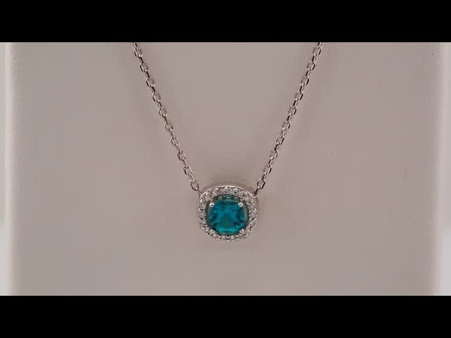 14K White Lab-Grown Emerald & .05 CTW Natural Diamond 16" Necklace view 3
