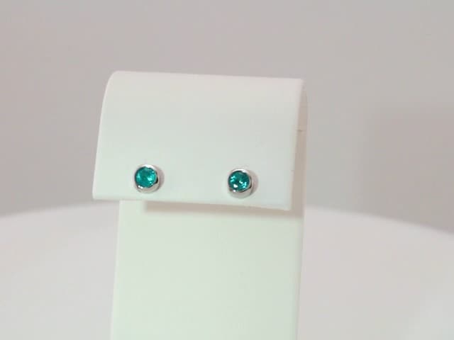 Round Bezel-Set Birthstone Stud Earrings view 3