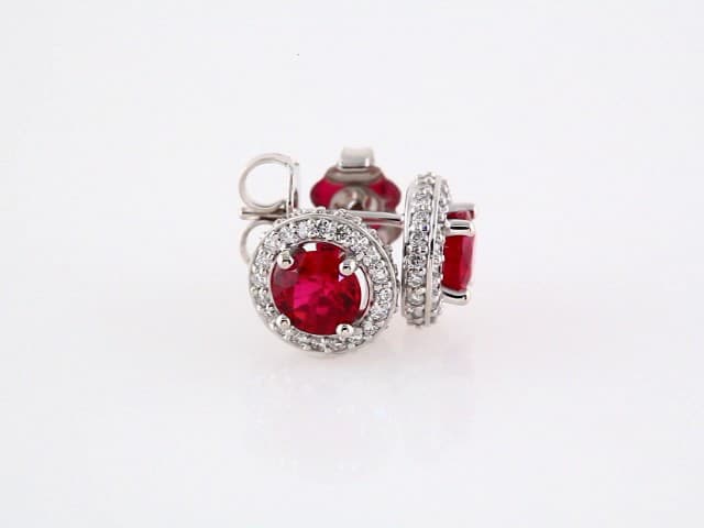 Round 4-Prong Halo-Style Earrings view 3