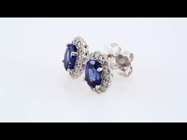 Oval 4-Prong Halo-Style Earrings view 3