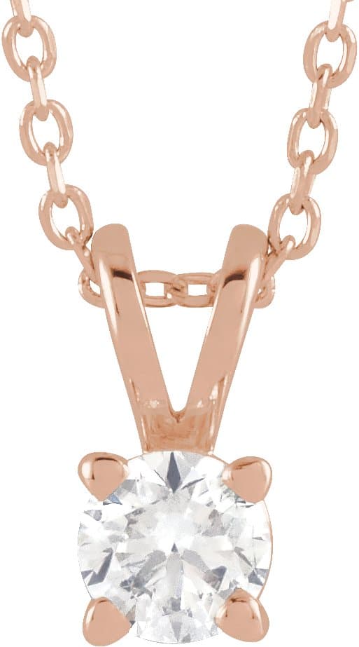 14K Rose  1 CT Lab-Grown Diamond Solitaire 16-18 Necklace