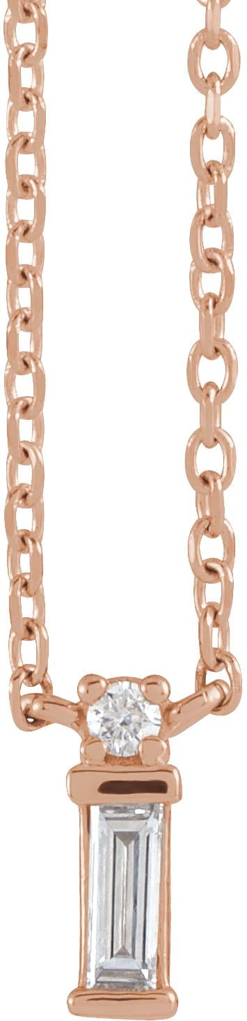 14K Rose .07 CTW Natural Diamond Bar 18 Necklace