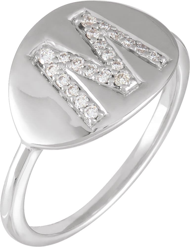 14K Rose Gold .04 CTW Natural Diamond Initial I Signet Ring