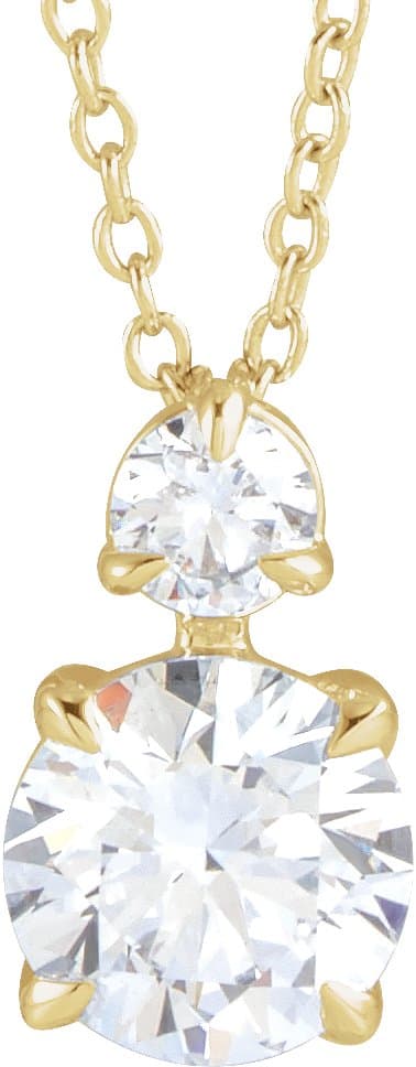 14K Rose 1 CTW Lab-Grown Diamond Claw-Prong 16-18 Necklace