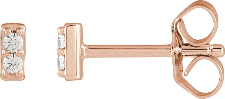 14K Rose .06 CTW Natural Diamond Bar Earrings