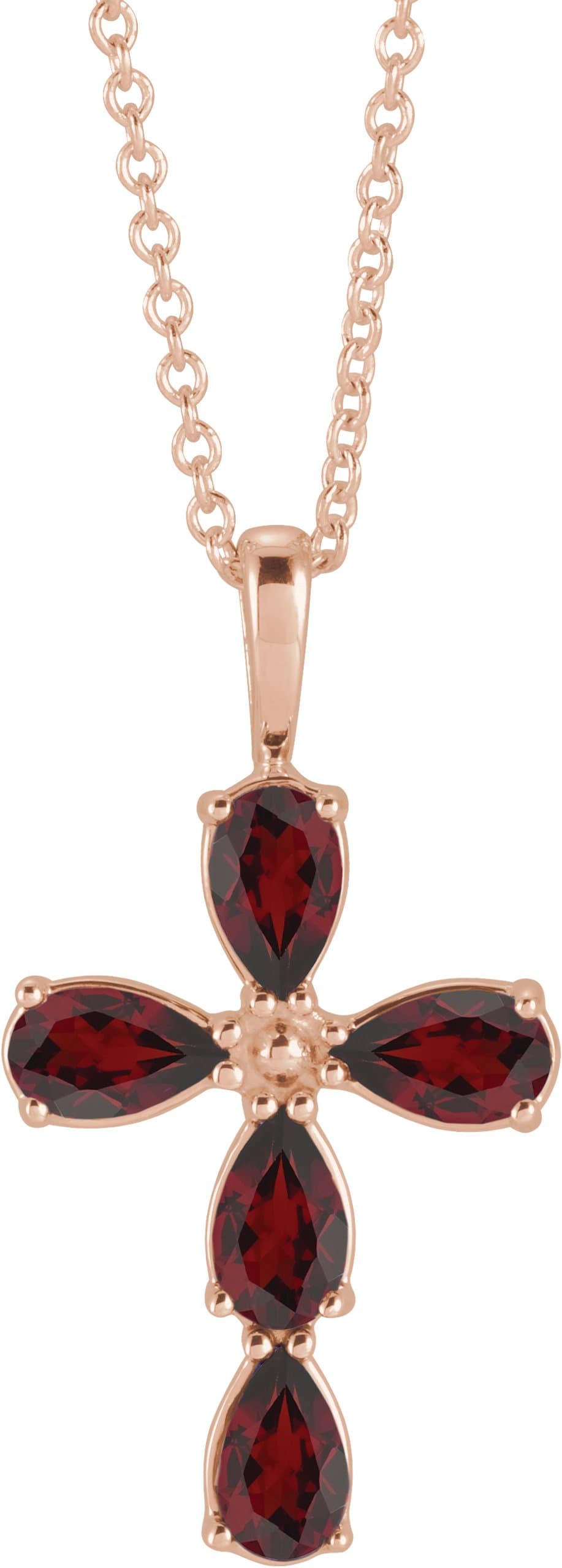 14K Rose Lab-Grown Alexandrite Cross 16-18 Necklace