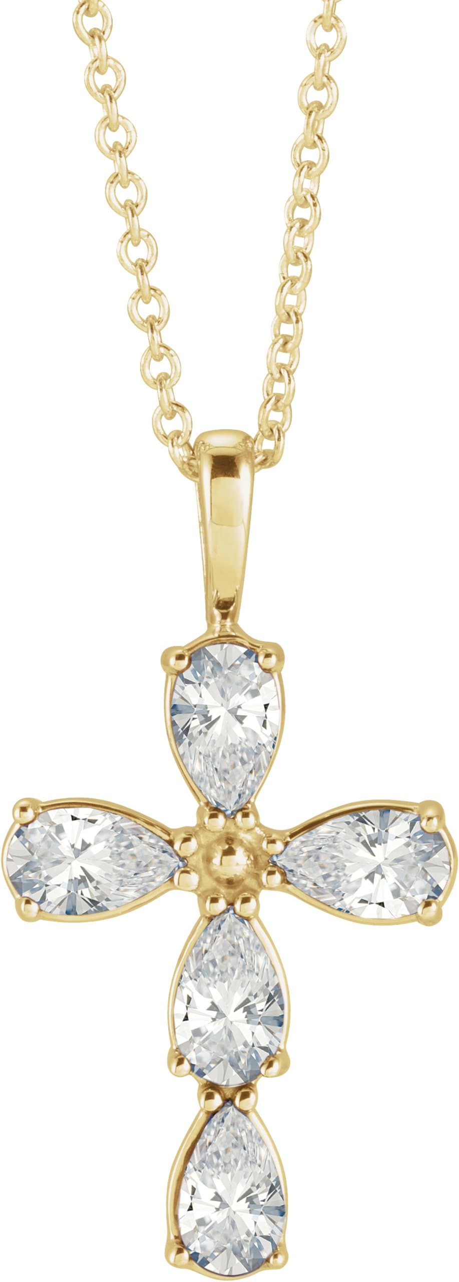 14K Rose Lab-Grown Alexandrite Cross 16-18 Necklace