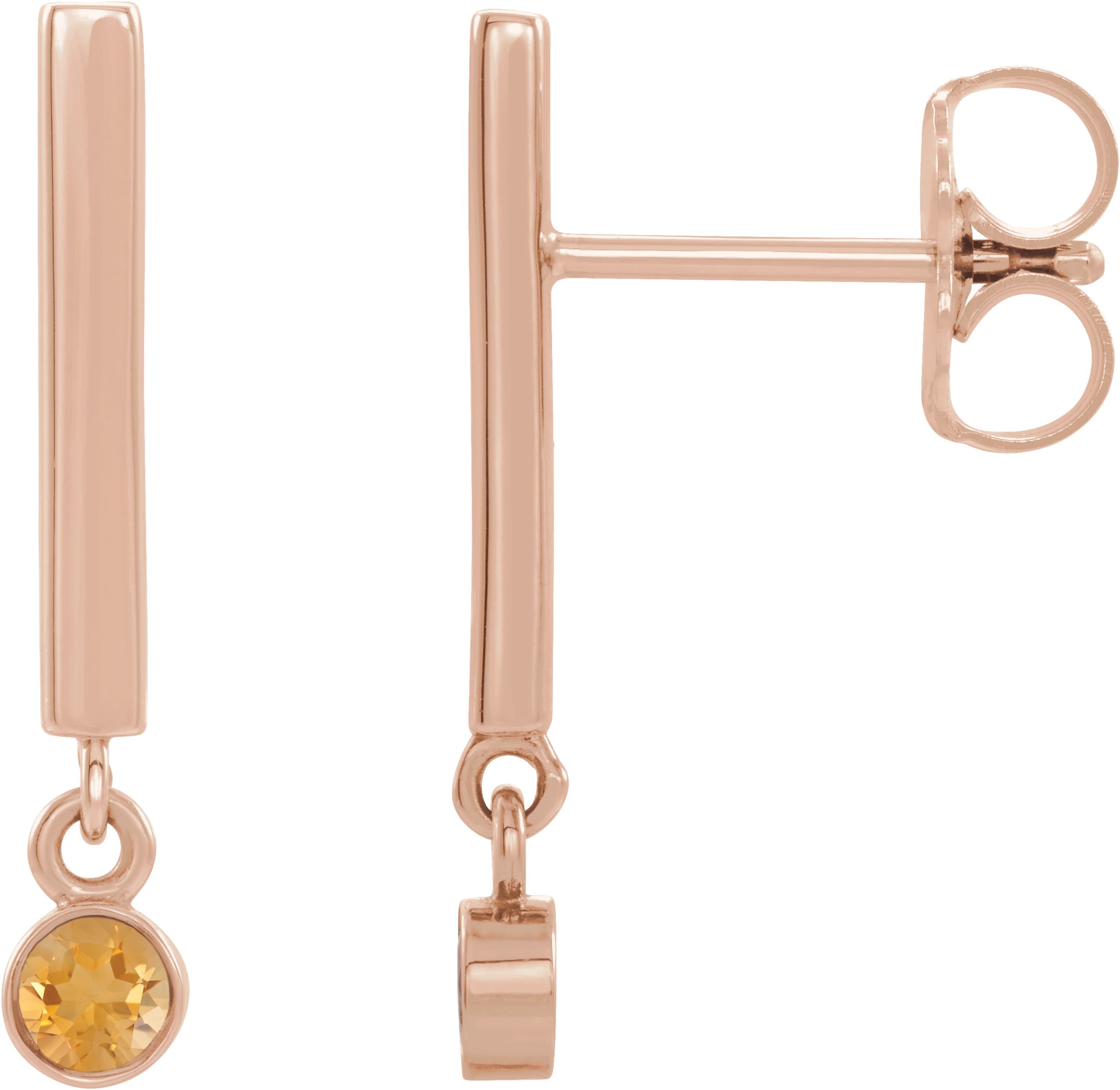 14K Rose Natural Alexandrite Bar Earrings