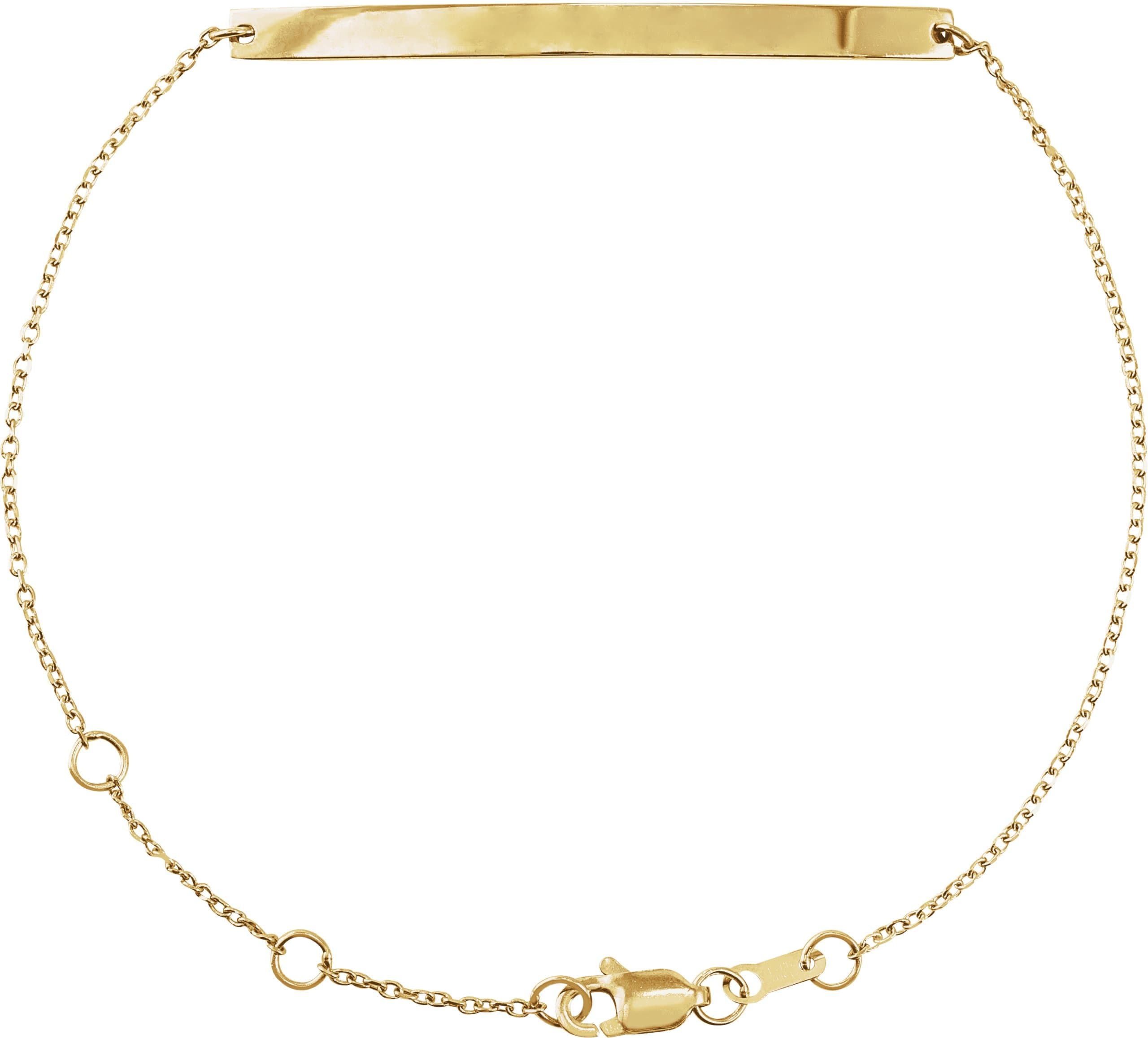 14K Rose Engravable Skinny Bar 6 1/2-7 1/2" Bracelet