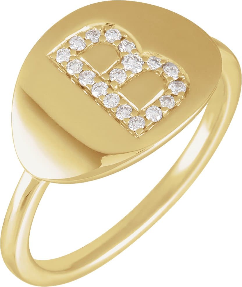 14K Rose Gold .04 CTW Natural Diamond Initial I Signet Ring