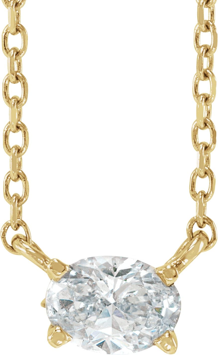 14K Rose 1/2 CTW Lab-Grown Diamond Solitaire 16-18 Necklace