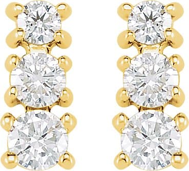 Graduated Three-Stone Earrings view 2