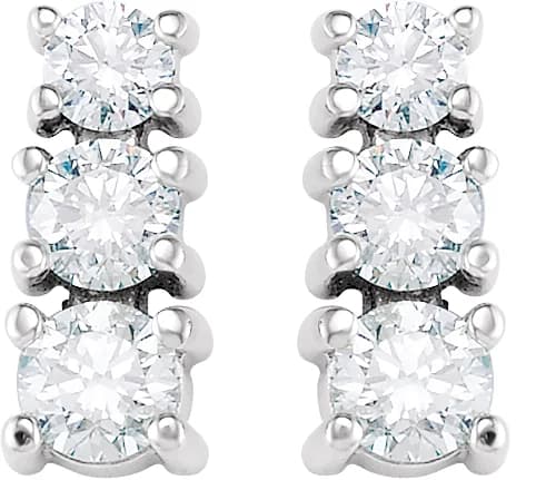Graduated Three-Stone Earrings, view 3