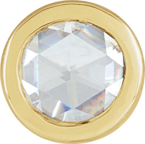 14K White .06 CT Rose-Cut Natural Diamond Bezel-Set Pendant