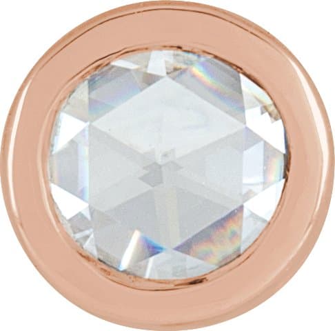 14K Rose Gold 1/8 CT Rose-Cut Natural Diamond Bezel-Set  Pendant