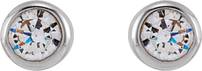 Round Bezel-Set Stud Earrings, view 3